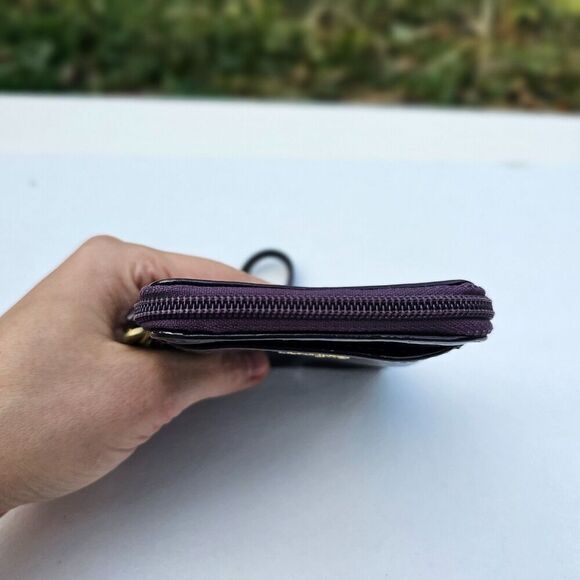 COACH Purple Zip Around Mini Wristlet Clutch Wallet, Pre-owned - Picture 5 of 6